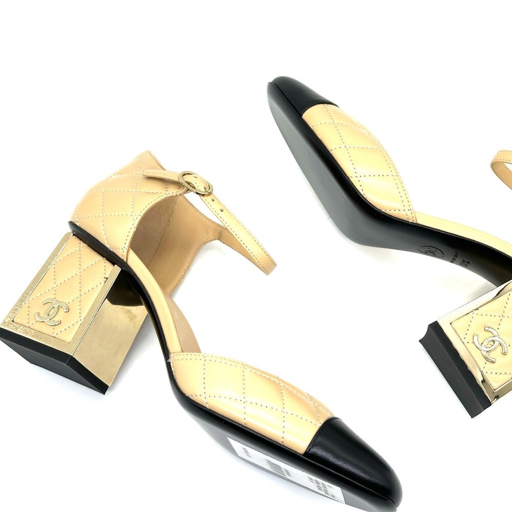 CHANEL 24B Lambskin Quilted Leather Mary Jane Pumps Mirror Heel Sandals - Picture 12 of 16